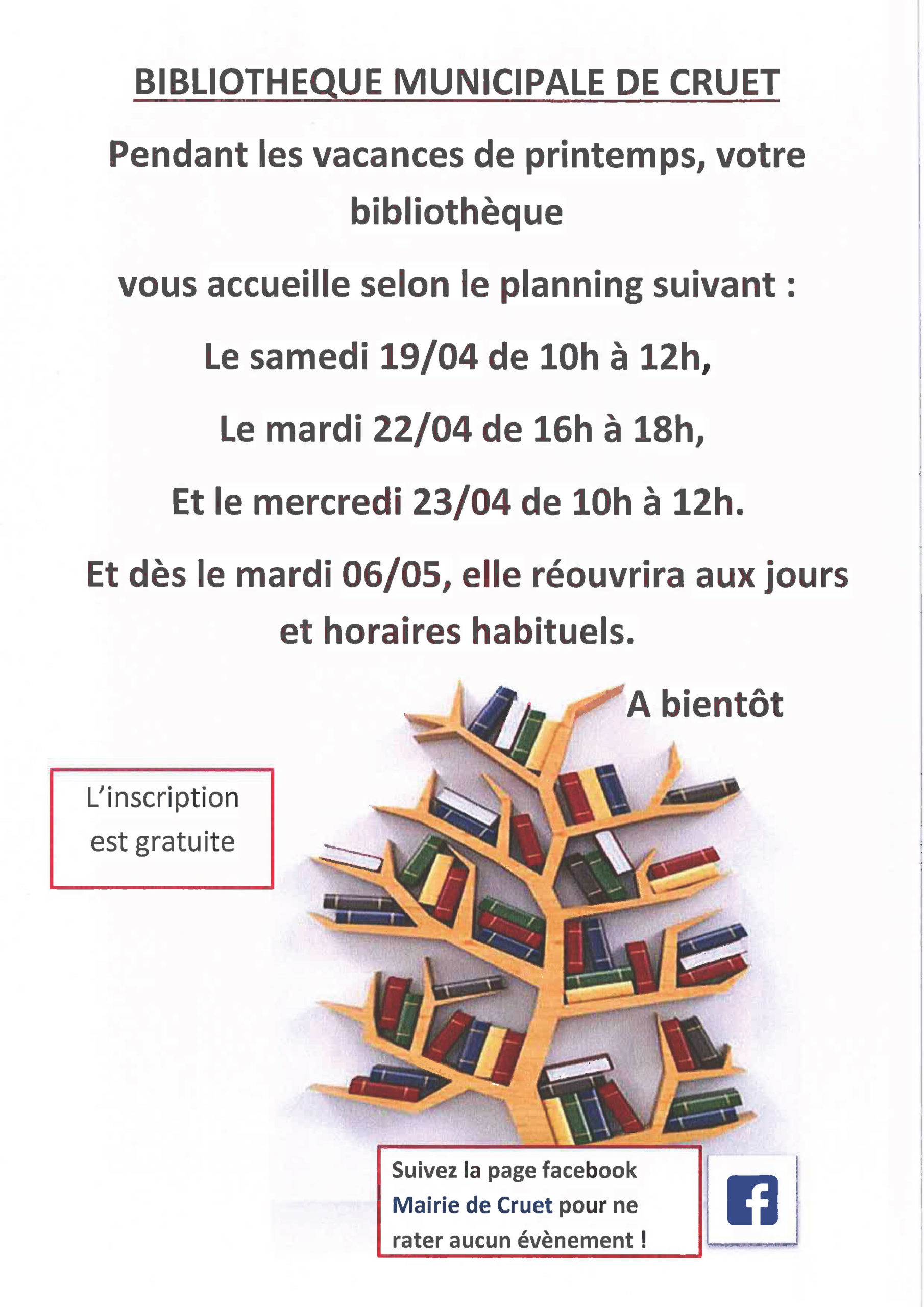 La bibliothèque pendant les vacances de printemps